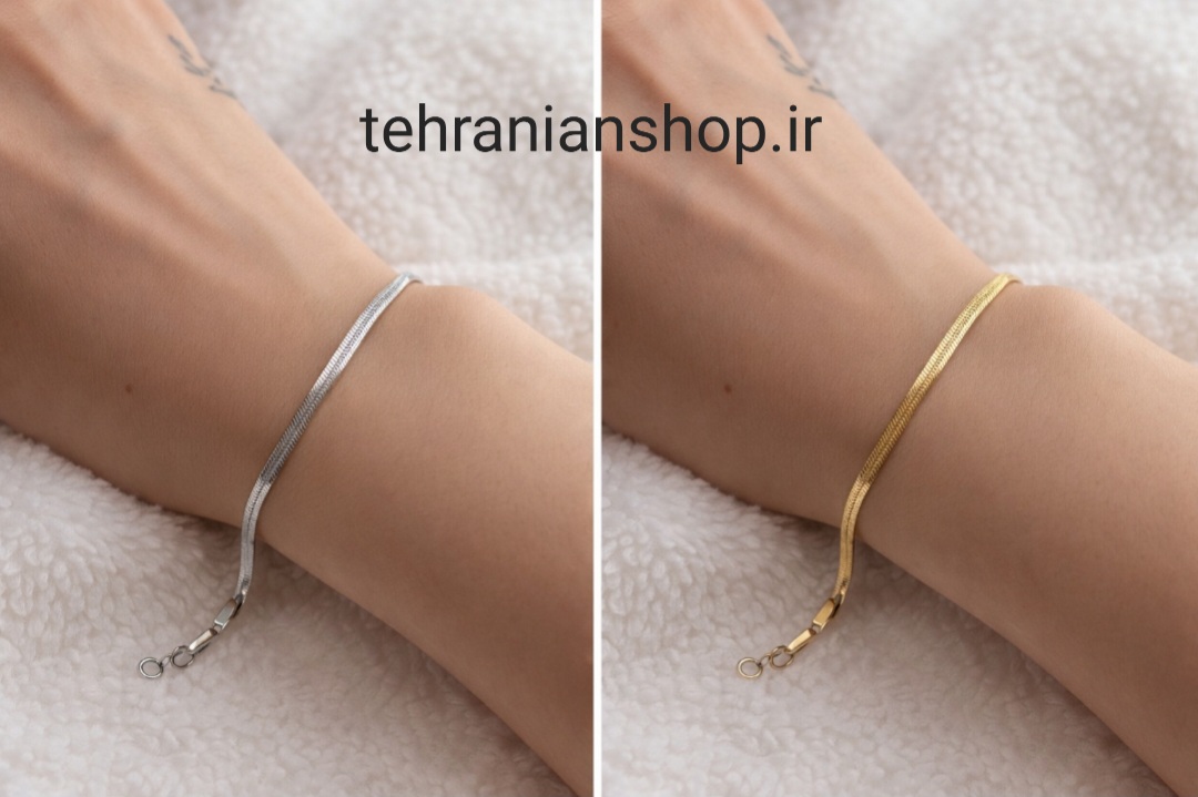 دستبند ماری استیل براق زنانه با طراحی ساده و شیک