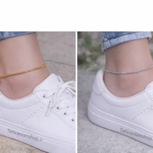 پابند خاویاری طلایی و نقره‌ای روی مچ پا، جلوه ظریف و شیک